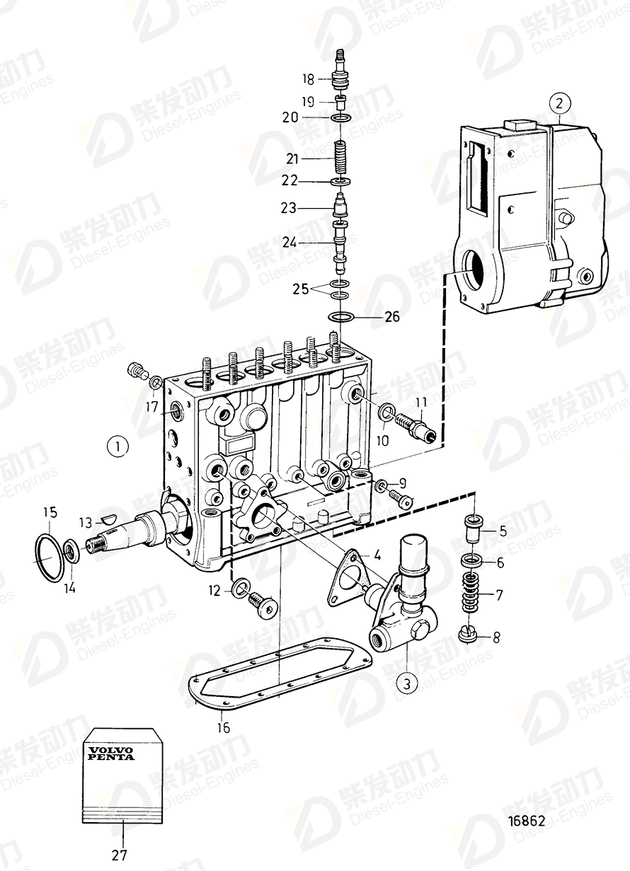 VOLVO Injection pump 866382 Drawing VOLVO Injection pump 866382 Drawing